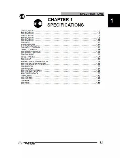 Polaris Trail Fusion Snowmobile Service Manual sample page showing repair procedures