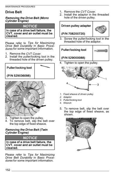Can-Am Defender Traxter HD10 Max 1000 Service Manual sample page with service data and tables