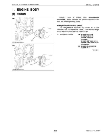 Kubota 1503 1703 1803 2003 2203 2403 Diesel Engine Service Manual sample page showing repair procedures