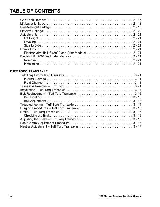 Toro 260 264 265 267 268 269 270 Tractor Service Manual sample page from service manual