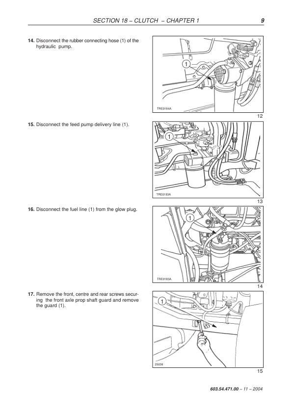 New Holland TD 60 70 80 90 95 Tractor Service Manual sample page showing repair procedures