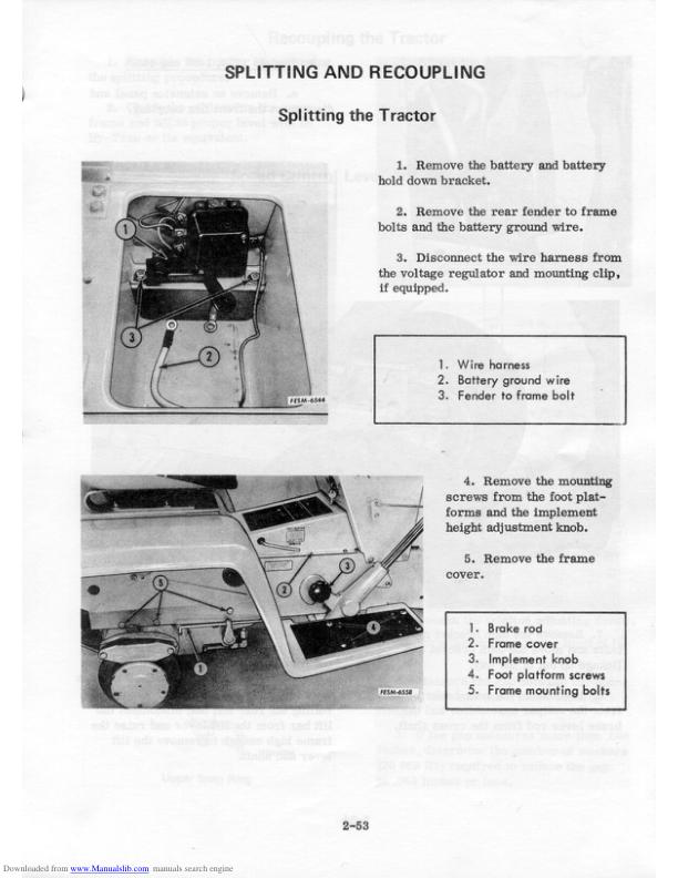 Cub Cadet 86-1650 Tractor Service Manual sample page with service data and tables
