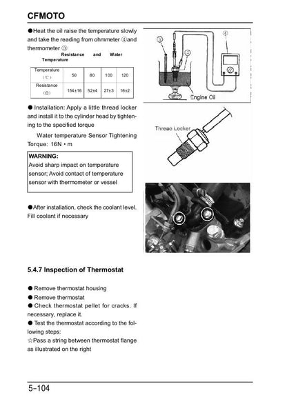 CFMOTO CFORCE 400 Service Repair Manual sample page with service data and tables