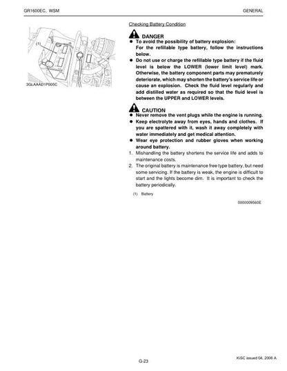 Kubota GR 1600 EC Mower Service Manual sample page from service manual