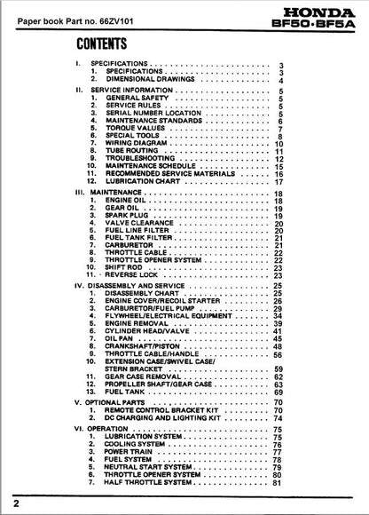 Honda BF5A Outboard Service Manual factory service manual title page