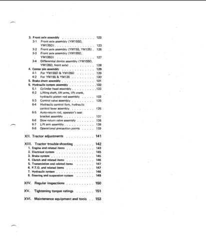 Yanmar YM135-YM4000 Tractor Service Manual sample page from service manual
