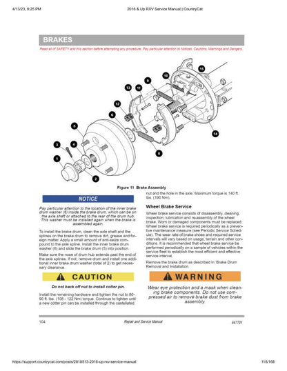 EZGO Freedom Shuttle RXV Gas Golf Cart Service Manual sample page with diagrams and specifications