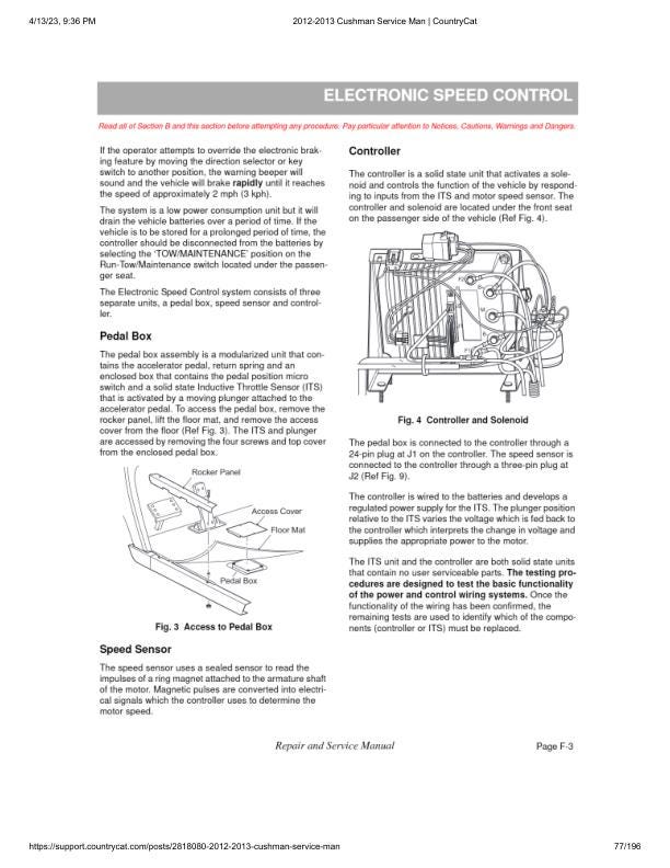 Cushman Electric Shuttle 2 4 6 Golf Cart Service Manual sample page from the repair manual