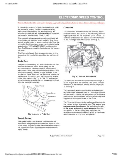 Cushman Electric Shuttle 2 4 6 Golf Cart Service Manual sample page from the repair manual