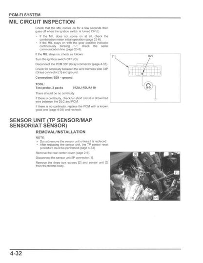 Honda Pioneer SXS 1000 UTV Service Manual sample page showing repair procedures