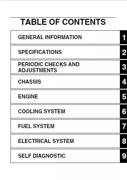 Yamaha XSR 900 Motorcycle Service Manual table of contents