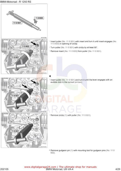 BMW R1250 RS K54 /11 Motorcycle Service Manual table of contents