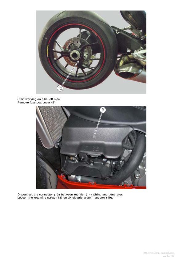 Ducati Panigale S Tricolore 1199 Motorcycle Service Manual sample page from the repair manual