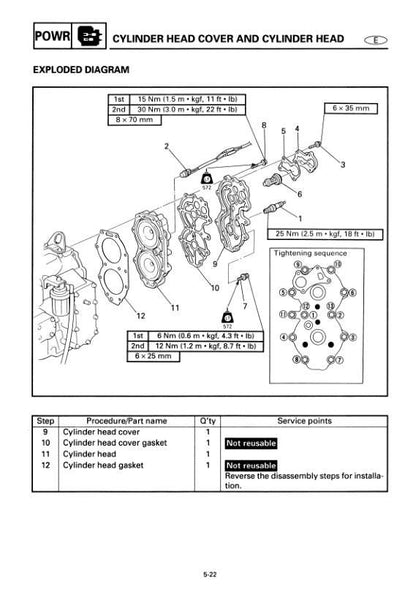 Yamaha 40X E40X Outboard Service Manual sample page with technical illustrations