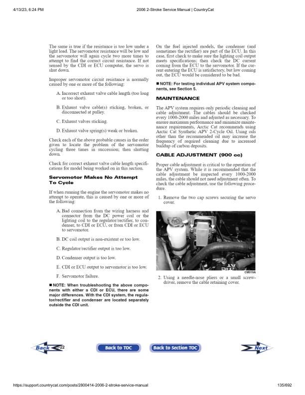 Arctic Cat  Panther Firecat Bearcat Z M Snowmobile Service Manual sample page with diagrams and specifications