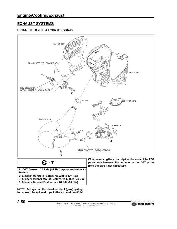 Polaris RUSH 600 800 Snowmobile Service Manual sample page from service manual