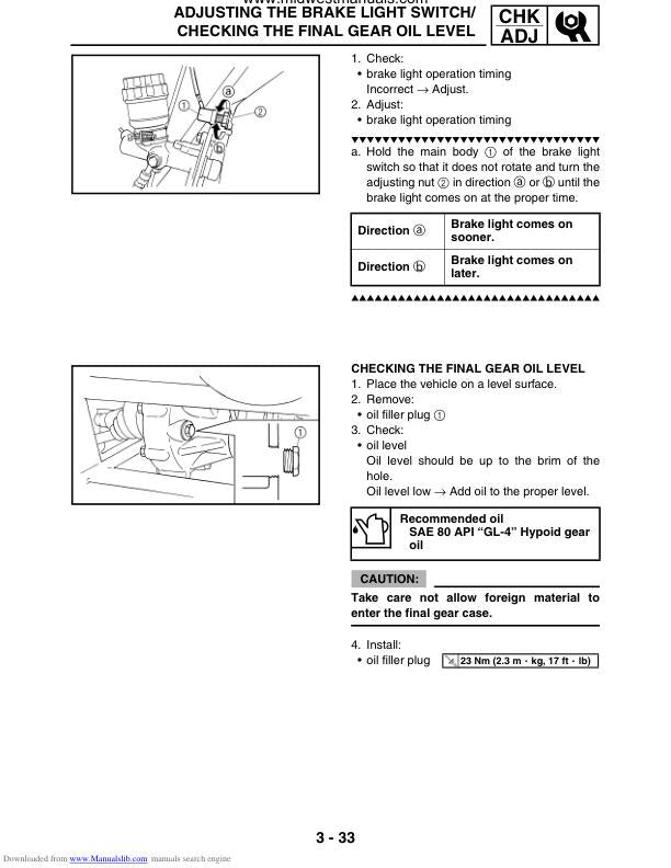 Yamaha Rhino YXR660 UTV Service Manual sample page from service manual