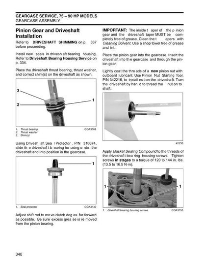 Evinrude 40-90 HP Outboard Service Manual sample page showing schematics and diagrams