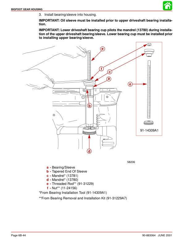 Mercury 30 40 EFI Outboard Service Manual sample page with service data and tables