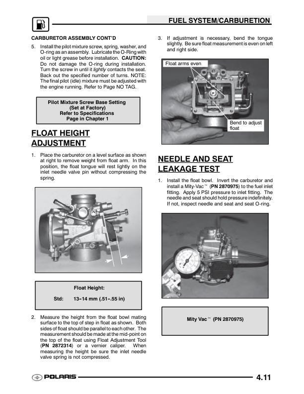 Polaris Sportsman 600 ATV Service Manual sample page with technical illustrations