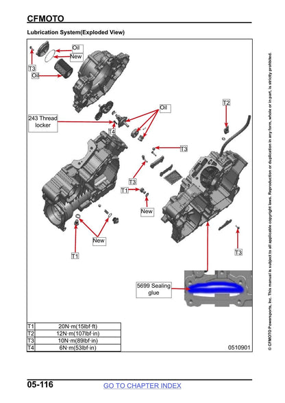 CFMOTO UFORCE U10 1000 UTV Service Manual sample page showing repair procedures