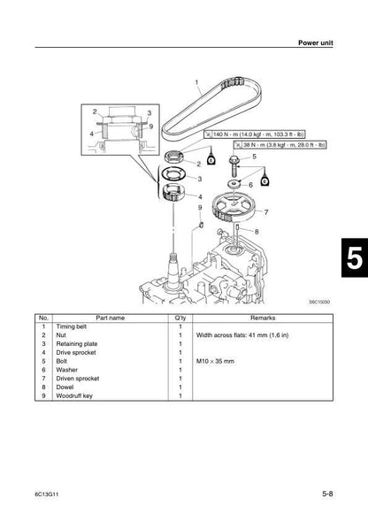 Yamaha F50F FT50G F60C FT60D Outboard Service Manual sample page with diagrams and specifications