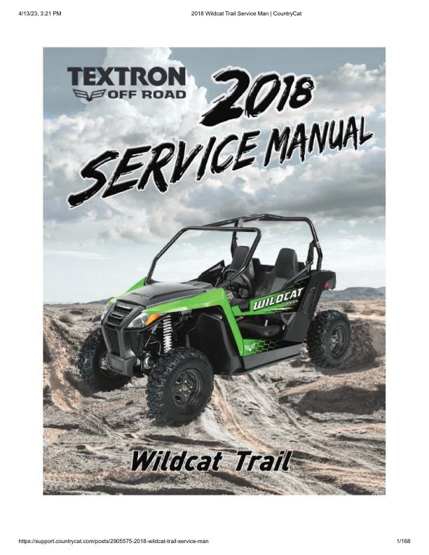 Arctic Cat Wildcat Trail UTV Service Manual factory service manual title page