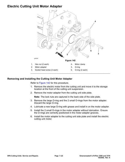 Toro 3360 3370  Greensmaster eTriFlex Mower Service Manual sample page with service data and tables