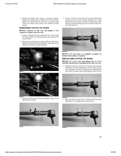 Arctic Cat Prowler Pro UTV Service Manual sample page with diagrams and specifications