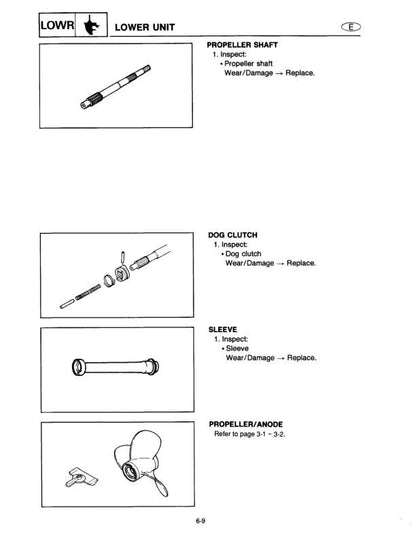 Yamaha F8B F9.9A F9.9B T9.9U Outboard Service Manual sample page showing schematics and diagrams