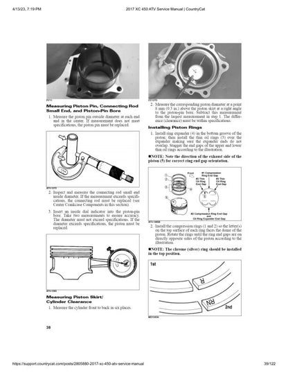 Arctic Cat Alterra XC 450 ATV Service Manual sample page with diagrams and specifications
