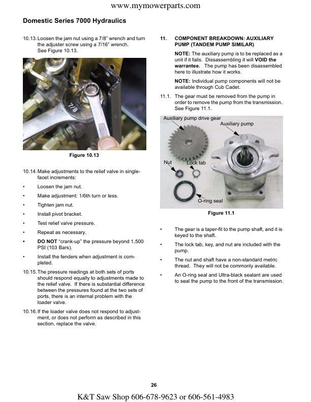 Cub Cadet Domestic 7000 Tractor Service Manual sample page showing schematics and diagrams