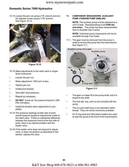 Cub Cadet Domestic 7000 Tractor Service Manual sample page showing schematics and diagrams