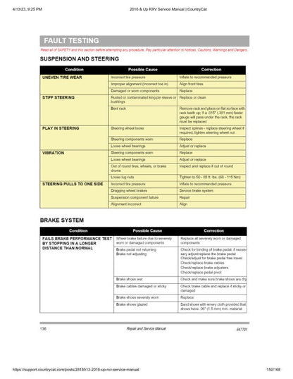 EZGO Freedom Shuttle RXV Gas Golf Cart Service Manual sample page from service manual