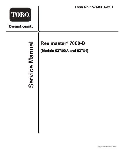 Toro Reelmaster 7000 D Mower Service Manual factory service manual title page