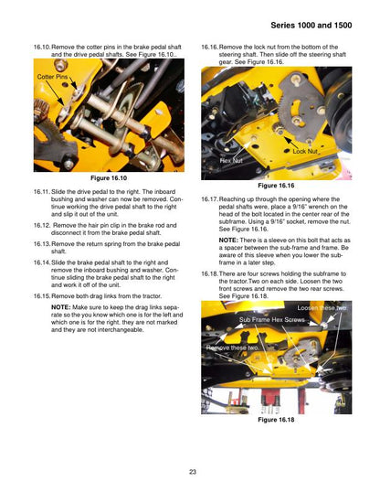 Cub Cadet 1000 1500 Tractor Service Manual sample page with technical illustrations
