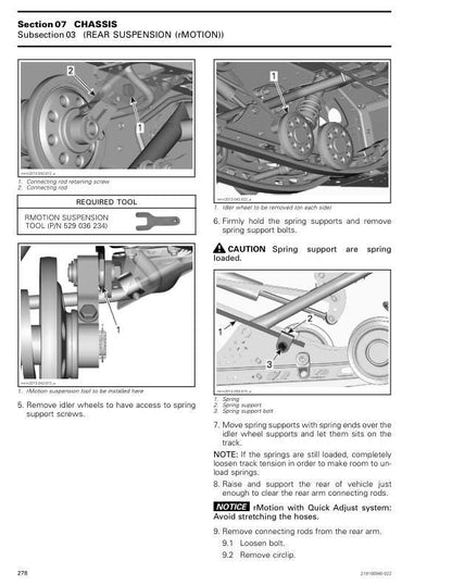 Skidoo Freeride 600 850 Snowmobile Service Manual sample page with technical illustrations