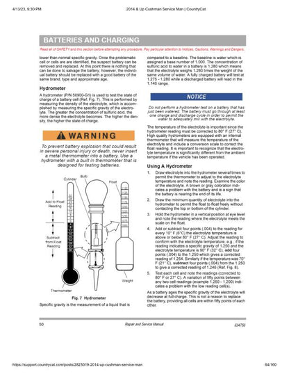 Cushman Hauler Pro 72V Golf Cart Service Manual sample page from the repair manual