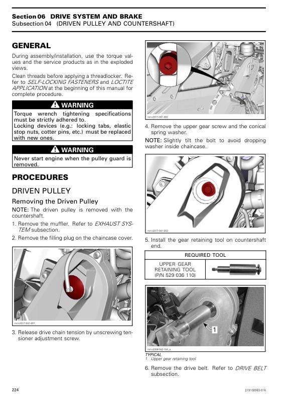 Skidoo Backcountry 600 850 Snowmobile Service Manual sample page showing repair procedures