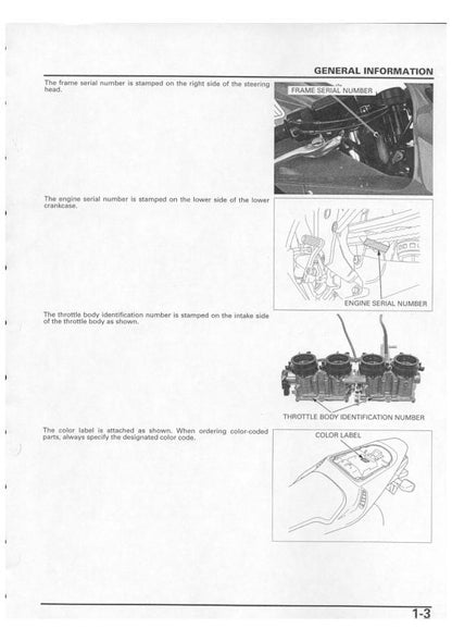 Honda CBR 600 R Motorcycle Service Manual table of contents