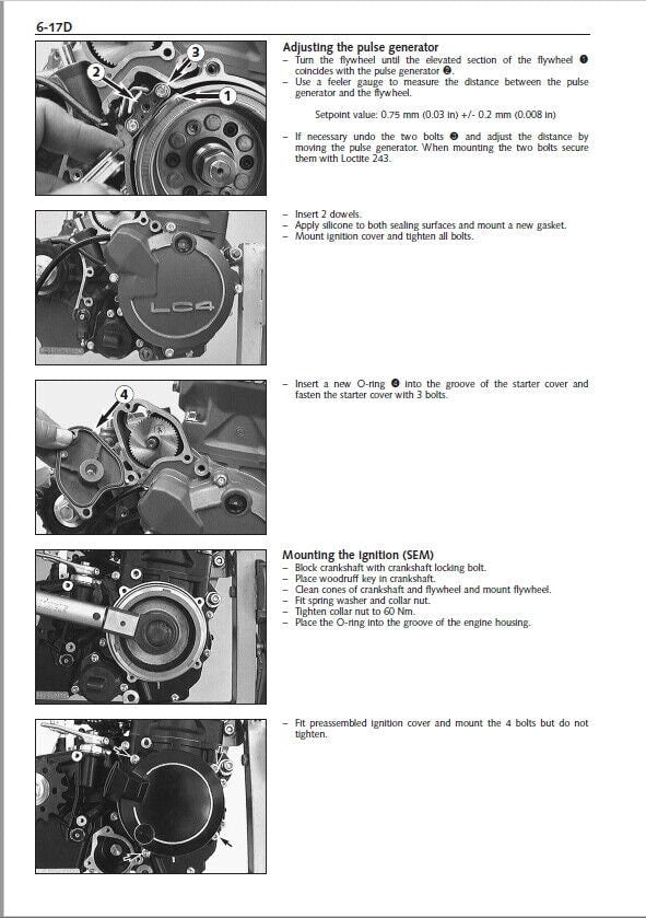 KTM 400 520 620 640 660 LC4 Engine Service Manual sample page from service manual