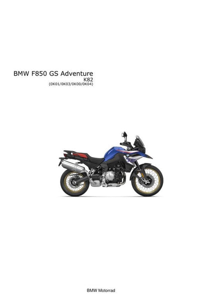 BMW F 850 GS Adventure K82 Service Manual factory service manual title page