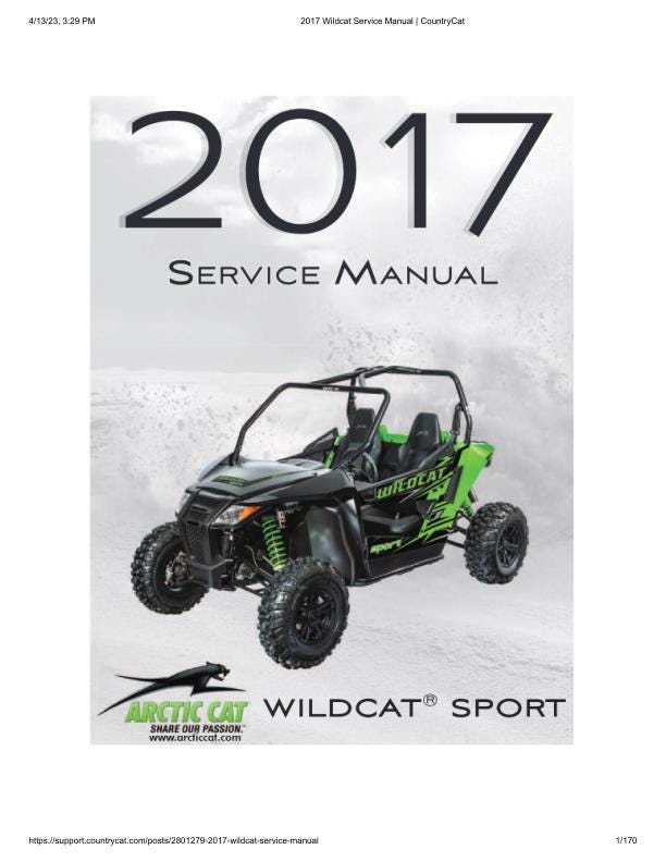 Arctic Cat Wildcat Sport 700 UTV Service Manual factory service manual title page