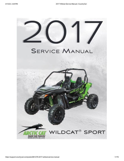 Arctic Cat Wildcat Sport 700 UTV Service Manual factory service manual title page