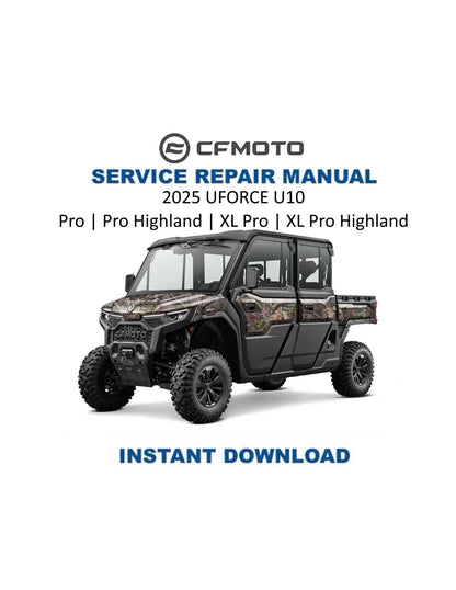 CFMOTO UFORCE U10 UTV Service Manual 2025-2026 - Service Manual PDF Instant Download