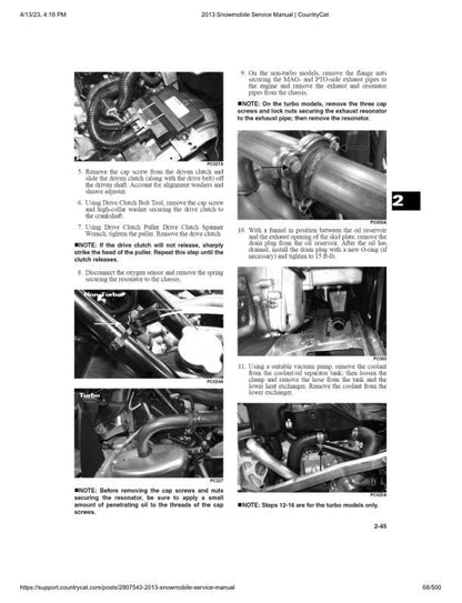 Arctic Cat F5 F800 F1100 M XF Bearcat T570 TZ Snowmobile Service sample page with diagrams and specifications