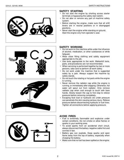 Kubota G21LD G21HD Mower Service Manual sample page from service manual