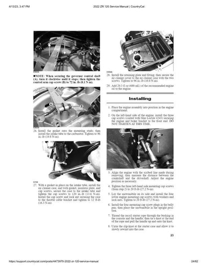 Arctic Cat ZR 120 Kitty Cat Snowmobile Service Manual sample page showing repair procedures