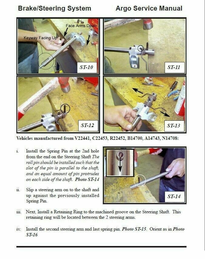 Argo S SN BF RB C CB V A B N R Service Manual sample page with technical illustrations
