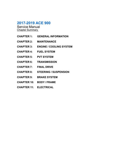 Polaris ACE 900 UTV Service Manual factory service manual title page